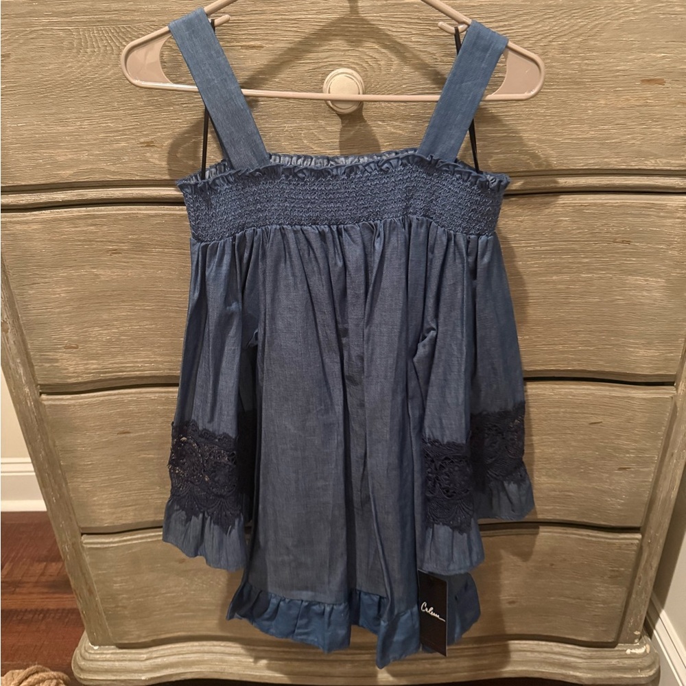 Blue Top with Lace Details